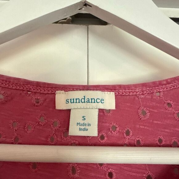 Sundance pink eyelet tshirt size small - Picture 3 of 8
